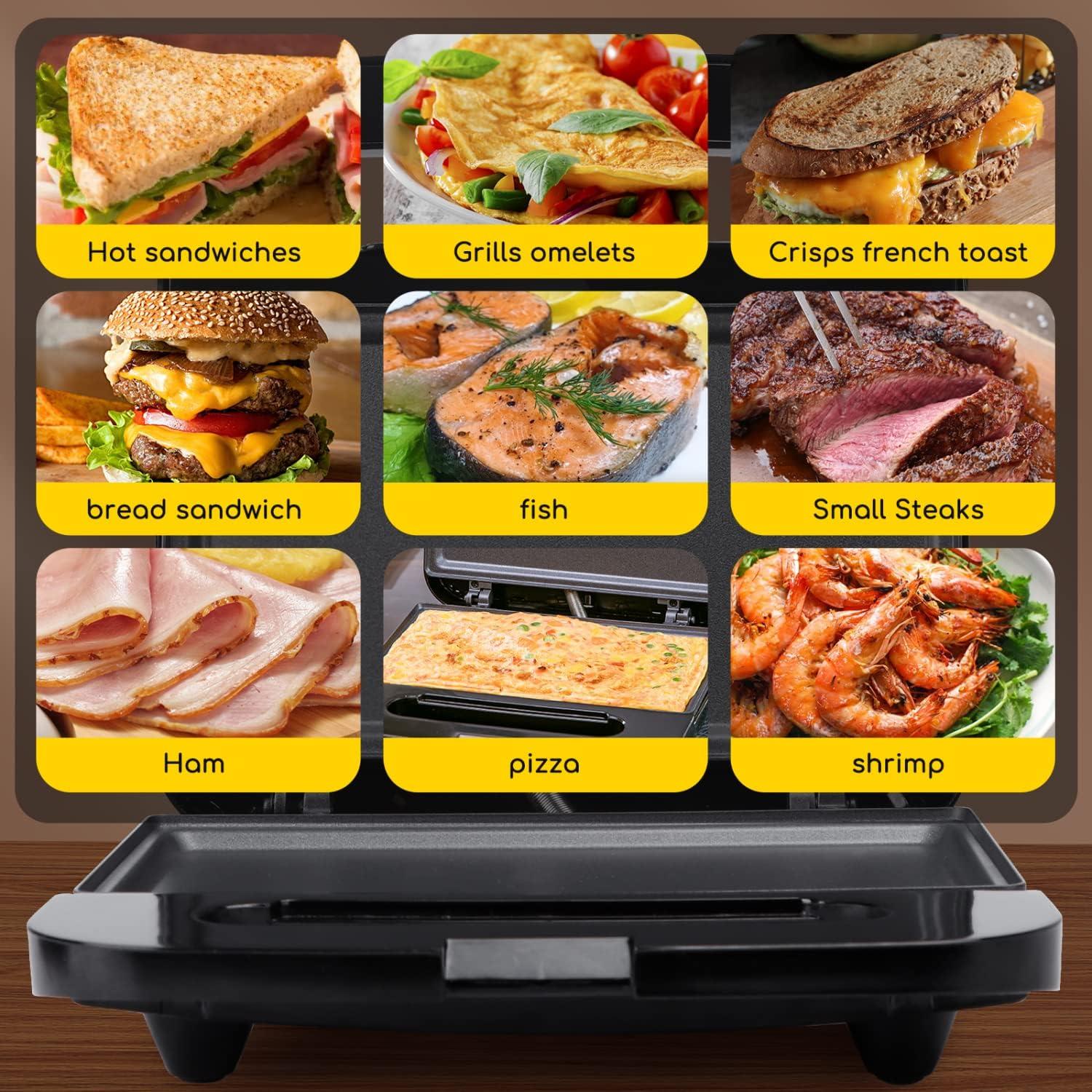 image:imageAigostar Sandwich Maker NonStick Panini Press Sandwich Maker Breakfast Grilled Cheese Maker Stainless Steel Tostadora de Pan