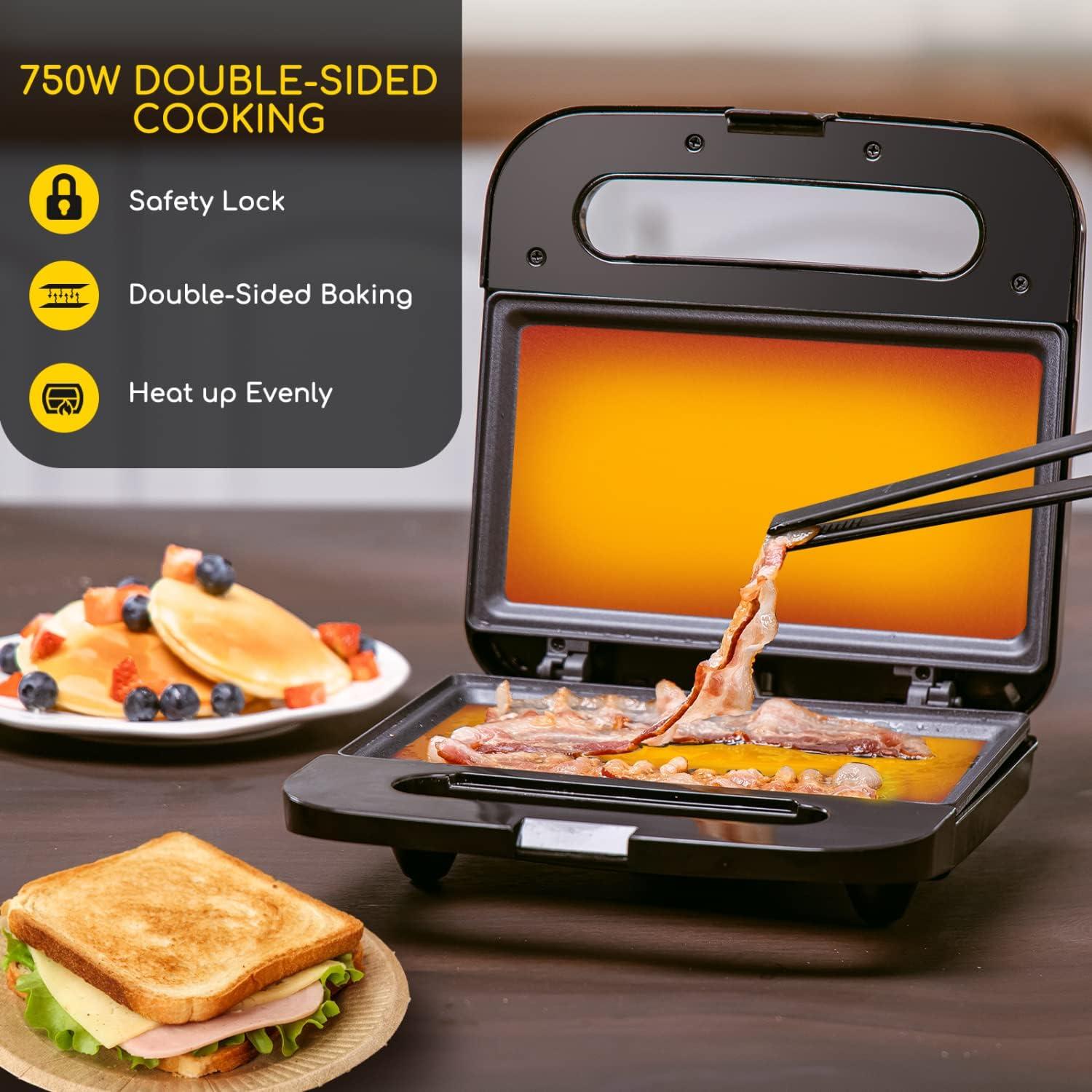 image:imageAigostar Sandwich Maker NonStick Panini Press Sandwich Maker Breakfast Grilled Cheese Maker Stainless Steel Tostadora de Pan