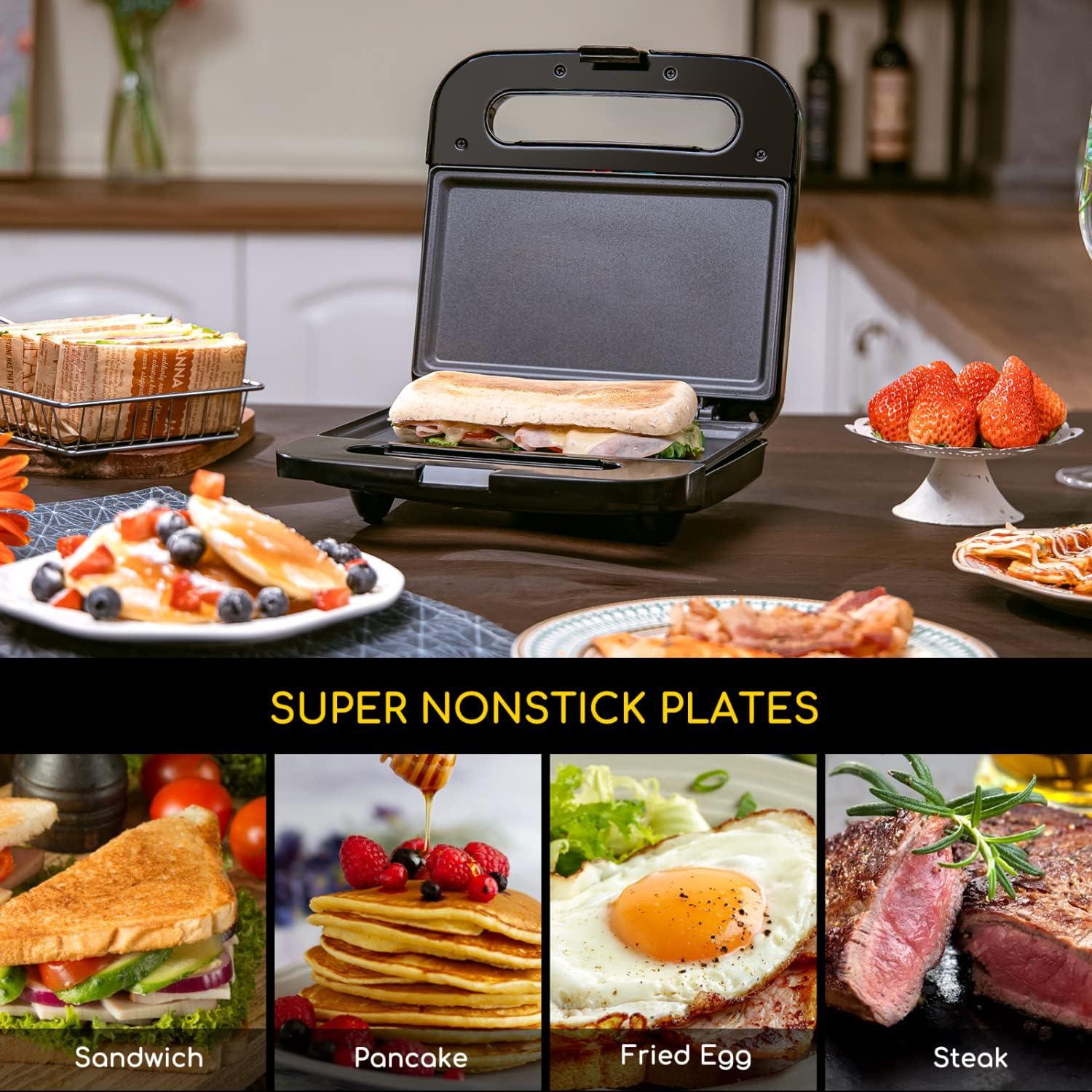 image:imageAigostar Sandwich Maker NonStick Panini Press Sandwich Maker Breakfast Grilled Cheese Maker Stainless Steel Tostadora de Pan