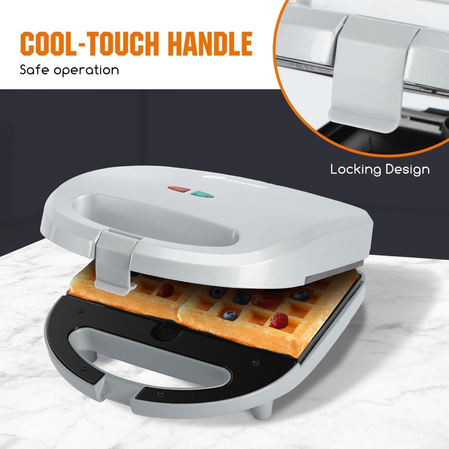 image:imageAigostar Sandwich Maker Panini Press Grill 3 in 1 Waffle Maker with Removable Nonstick Plates Electric Grilled Cheese Maker Portable Cool Touch Handle Led Indicator Lights amp Easy to Clean 750WGrey