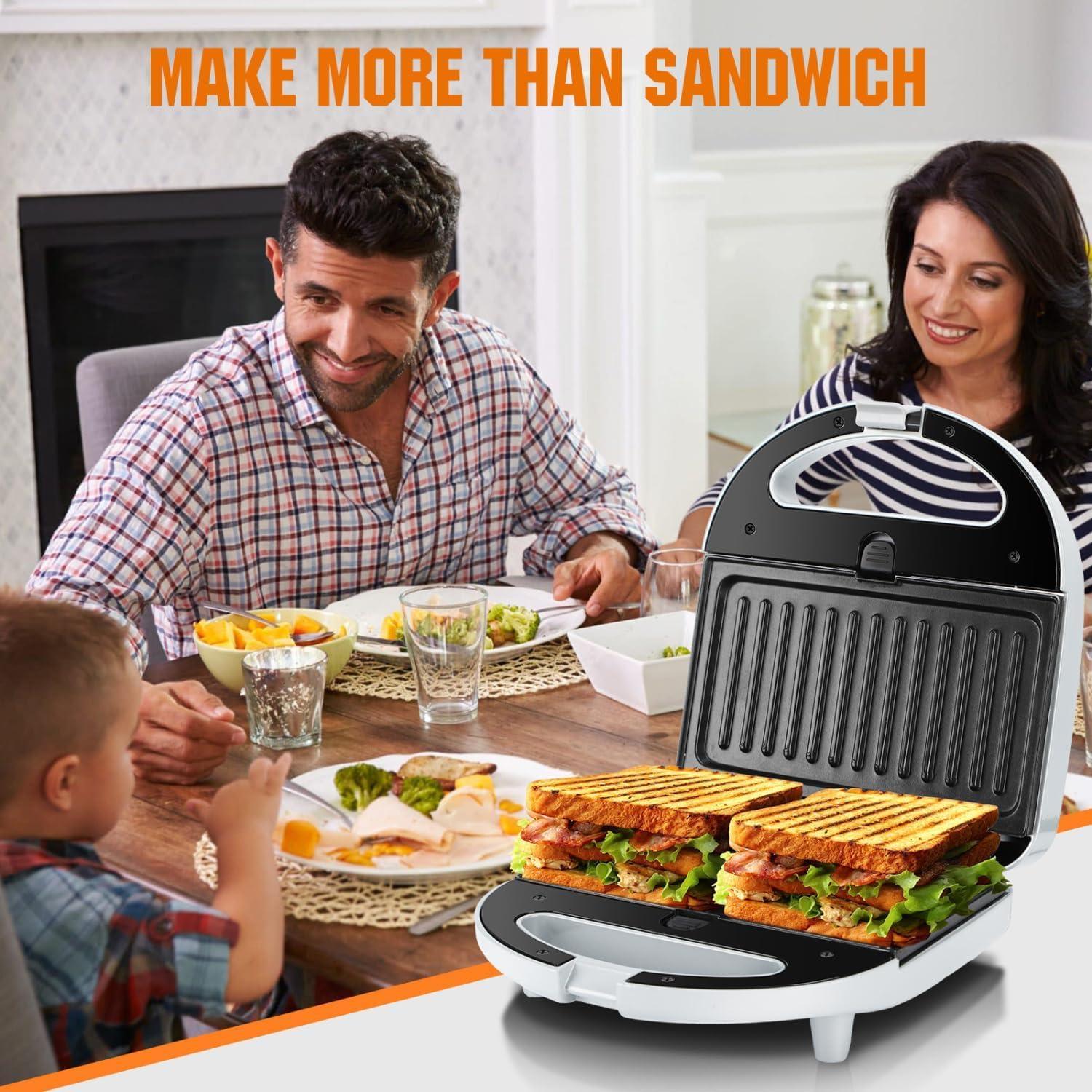image:imageAigostar Sandwich Maker Panini Press Grill 3 in 1 Waffle Maker with Removable Nonstick Plates Electric Grilled Cheese Maker Portable Cool Touch Handle Led Indicator Lights amp Easy to Clean 750WGrey