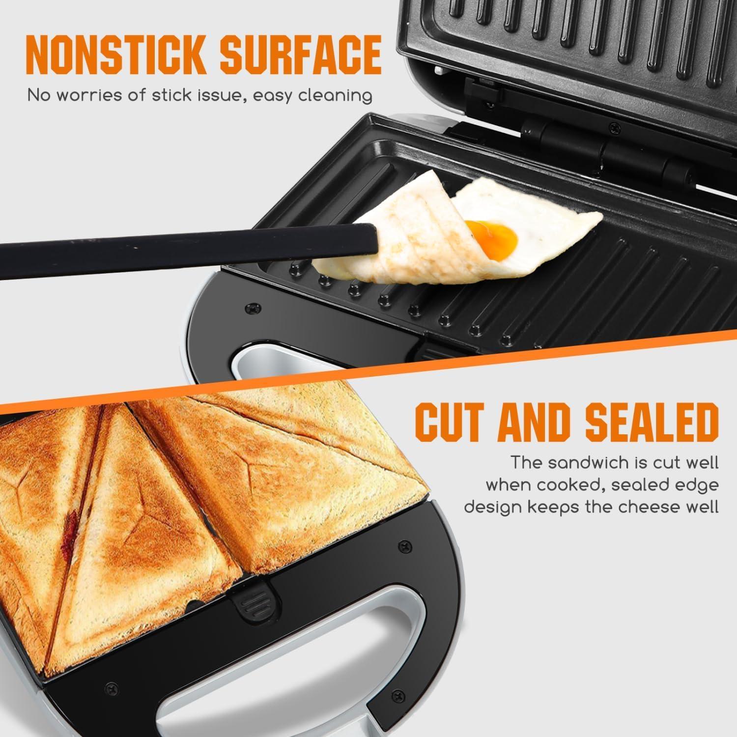 image:imageAigostar Sandwich Maker Panini Press Grill 3 in 1 Waffle Maker with Removable Nonstick Plates Electric Grilled Cheese Maker Portable Cool Touch Handle Led Indicator Lights amp Easy to Clean 750WGrey