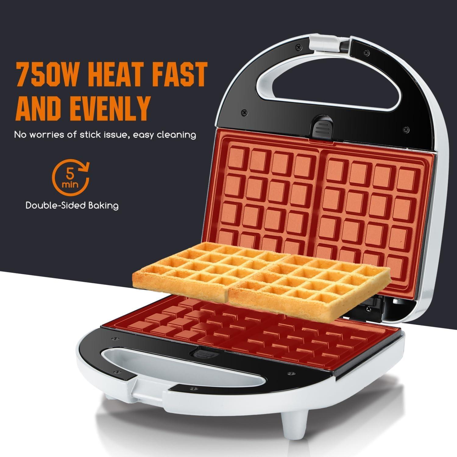 image:imageAigostar Sandwich Maker Panini Press Grill 3 in 1 Waffle Maker with Removable Nonstick Plates Electric Grilled Cheese Maker Portable Cool Touch Handle Led Indicator Lights amp Easy to Clean 750WGrey