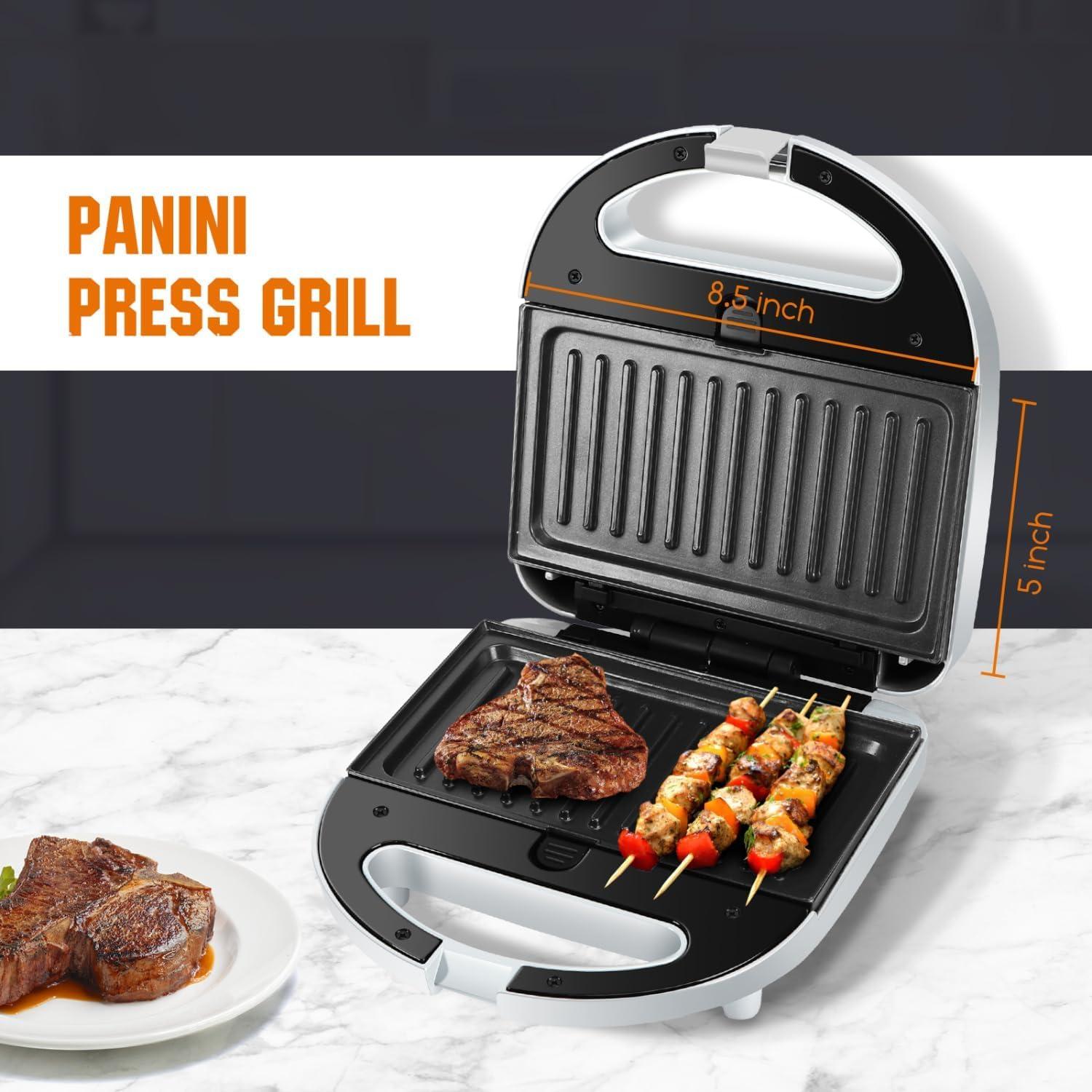 image:imageAigostar Sandwich Maker Panini Press Grill 3 in 1 Waffle Maker with Removable Nonstick Plates Electric Grilled Cheese Maker Portable Cool Touch Handle Led Indicator Lights amp Easy to Clean 750WGrey