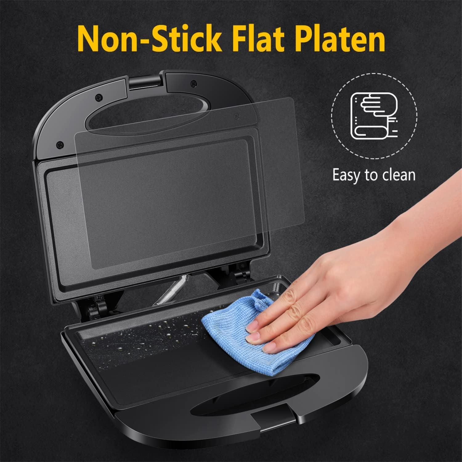 image:imageAigostar Sandwich Maker with Nonstick Deep Grid Surface for Egg Ham Steaks Compact Electric Grill Tostadora de Pan Black ETL Certificated RoyFlat