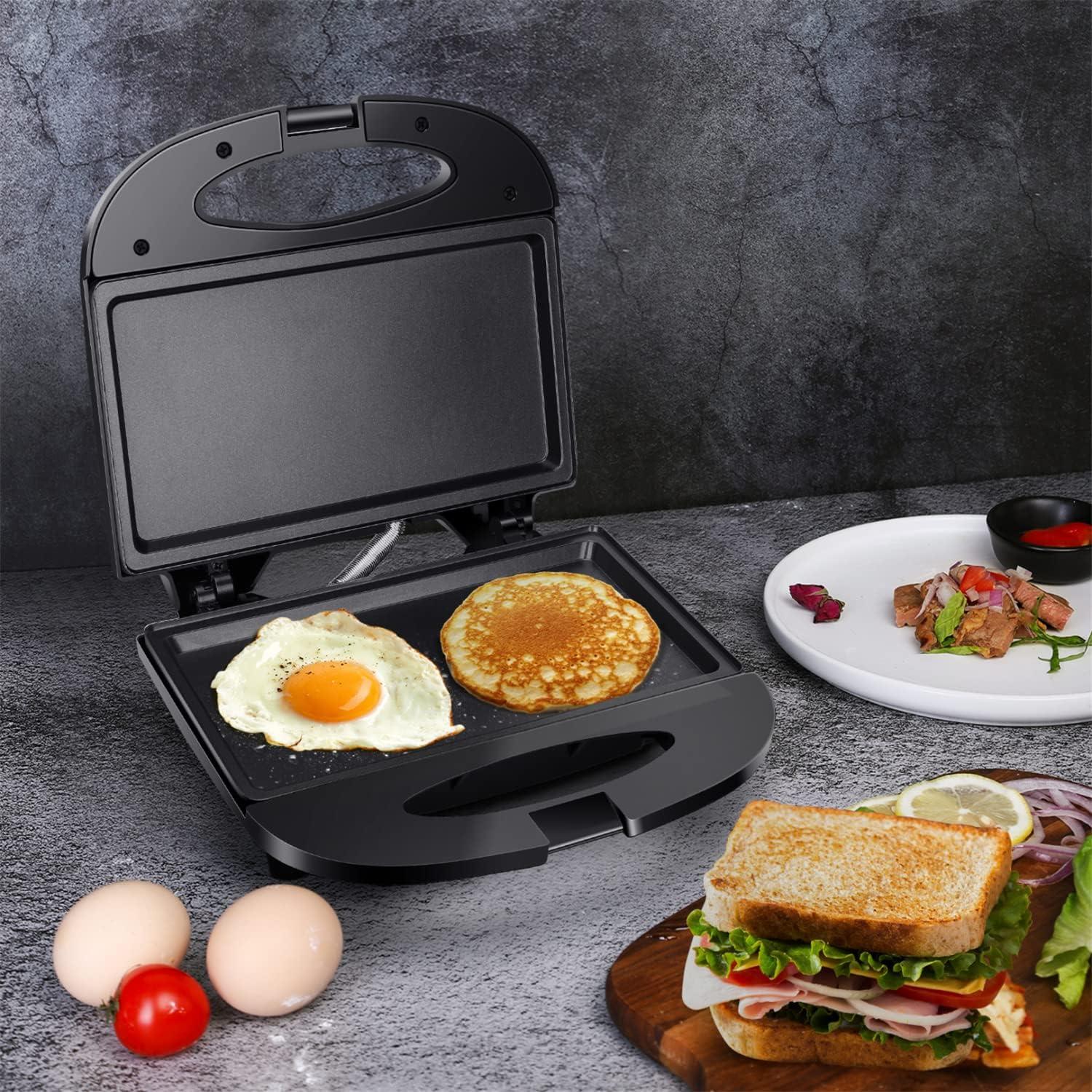 image:imageAigostar Sandwich Maker with Nonstick Deep Grid Surface for Egg Ham Steaks Compact Electric Grill Tostadora de Pan Black ETL Certificated RoyFlat