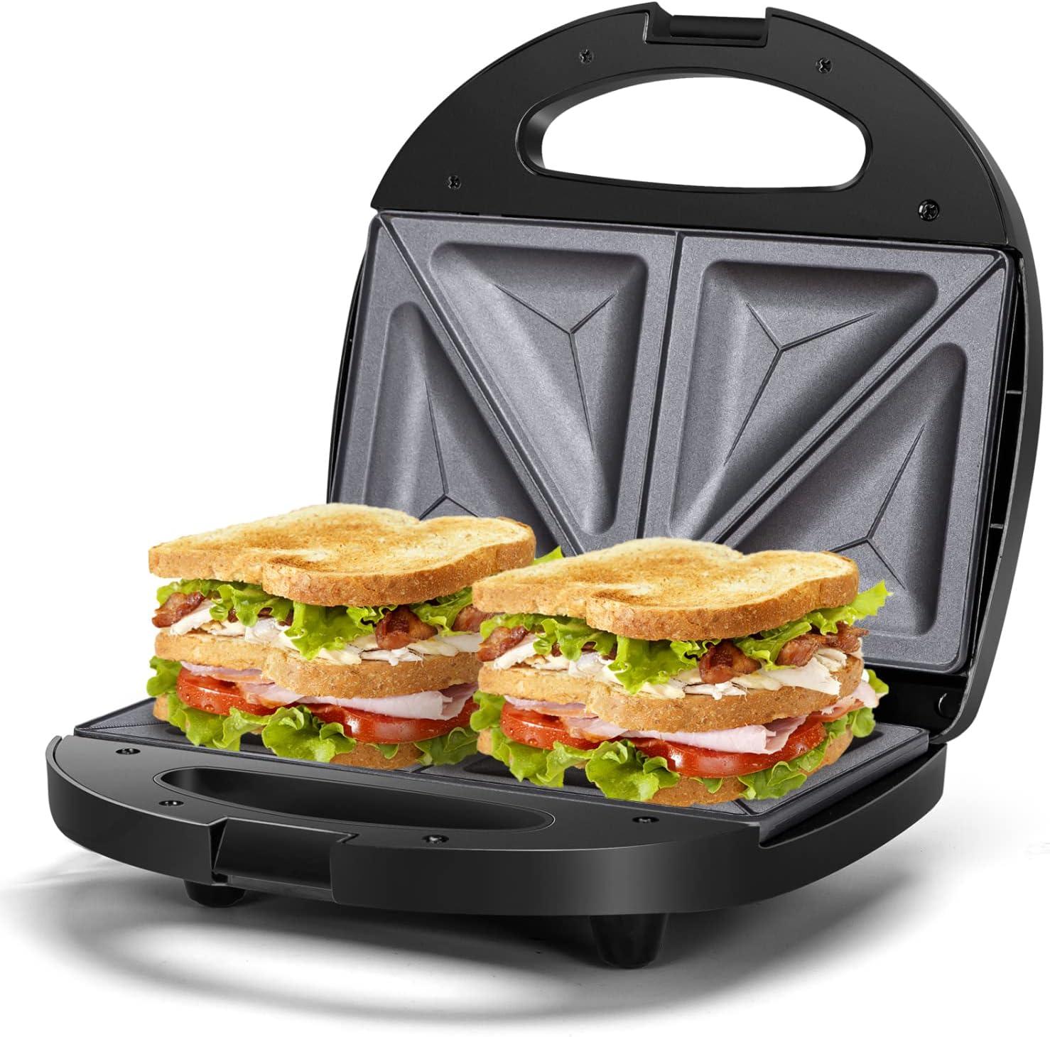 image:imageAigostar Sandwich Maker with Nonstick Deep Grid Surface for Egg Ham Steaks Compact Electric Grill Tostadora de Pan Black ETL Certificated RoyTriangle