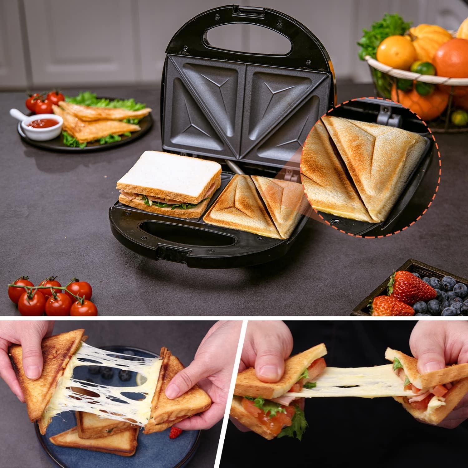 image:imageAigostar Sandwich Maker with Nonstick Deep Grid Surface for Egg Ham Steaks Compact Electric Grill Tostadora de Pan Black ETL Certificated RoyTriangle