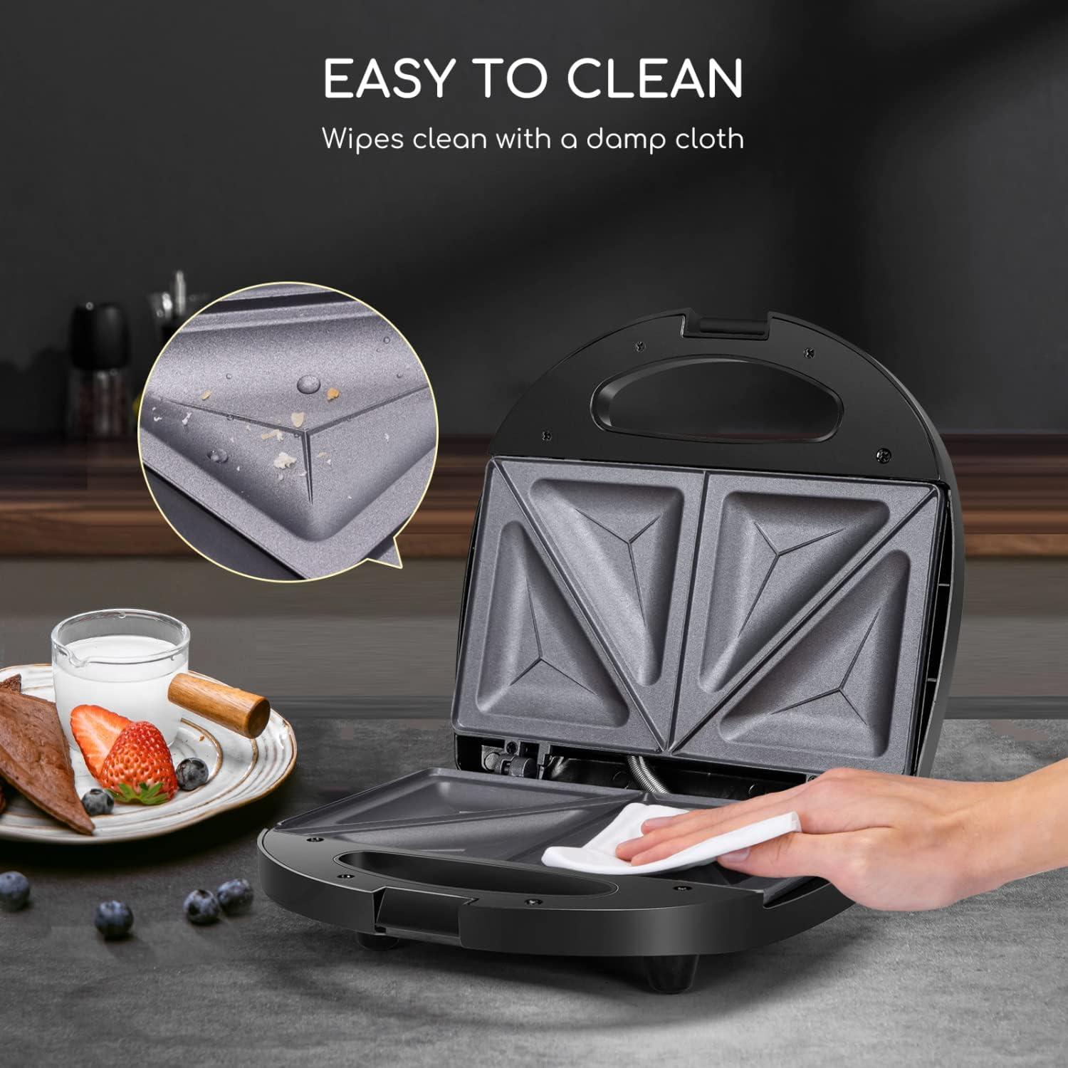 image:imageAigostar Sandwich Maker with Nonstick Deep Grid Surface for Egg Ham Steaks Compact Electric Grill Tostadora de Pan Black ETL Certificated RoyTriangle