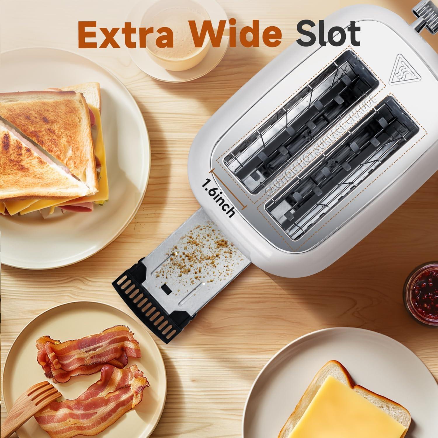 image:imageAigostar Toaster 2 Slice Retro ExtraWide Slot Toasters Best Rated Prime for Toasting Bagels Breads Waffles amp More Cancel Defrost amp 6 Browning Removable Crumb Tray Stainless Steel RedPearl White