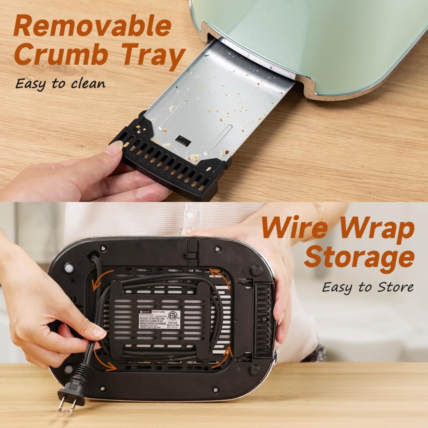 image:imageAigostar Toaster 2 Slice Retro ExtraWide Slot Toasters Best Rated Prime for Toasting Bagels Breads Waffles amp More Cancel Defrost amp 6 Browning Removable Crumb Tray Stainless Steel RedAqua Green