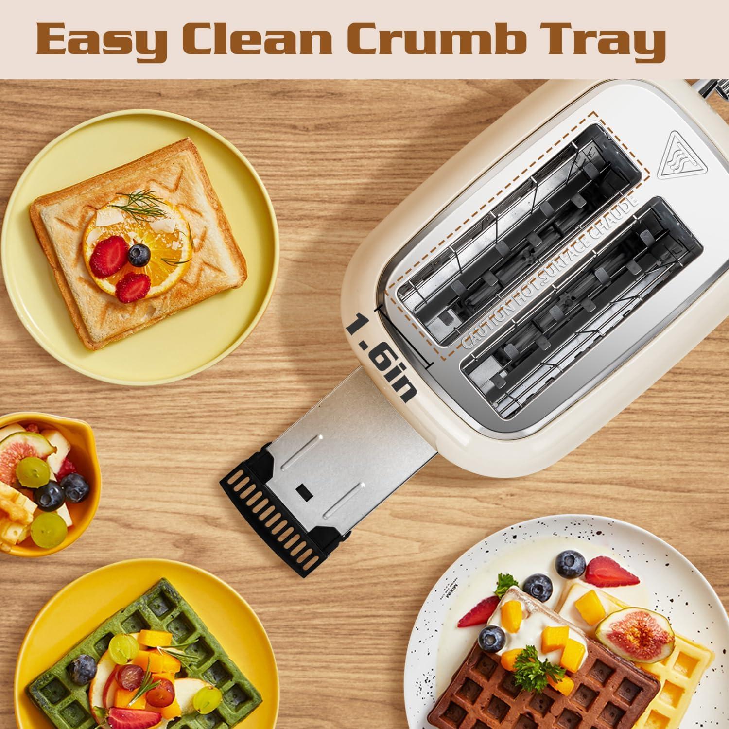 image:imageAigostar Toaster 2 Slice Retro ExtraWide Slot Toasters Best Rated Prime for Toasting Bagels Breads Waffles amp More Cancel Defrost amp 6 Browning Removable Crumb Tray Stainless Steel RedCream White