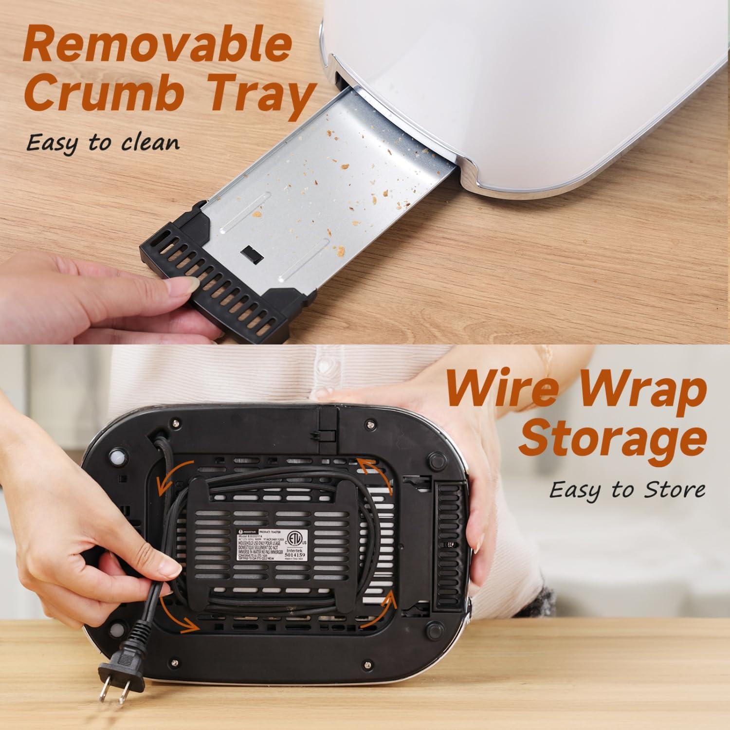 image:imageAigostar Toaster 2 Slice Retro ExtraWide Slot Toasters Best Rated Prime for Toasting Bagels Breads Waffles amp More Cancel Defrost amp 6 Browning Removable Crumb Tray Stainless Steel RedPearl White