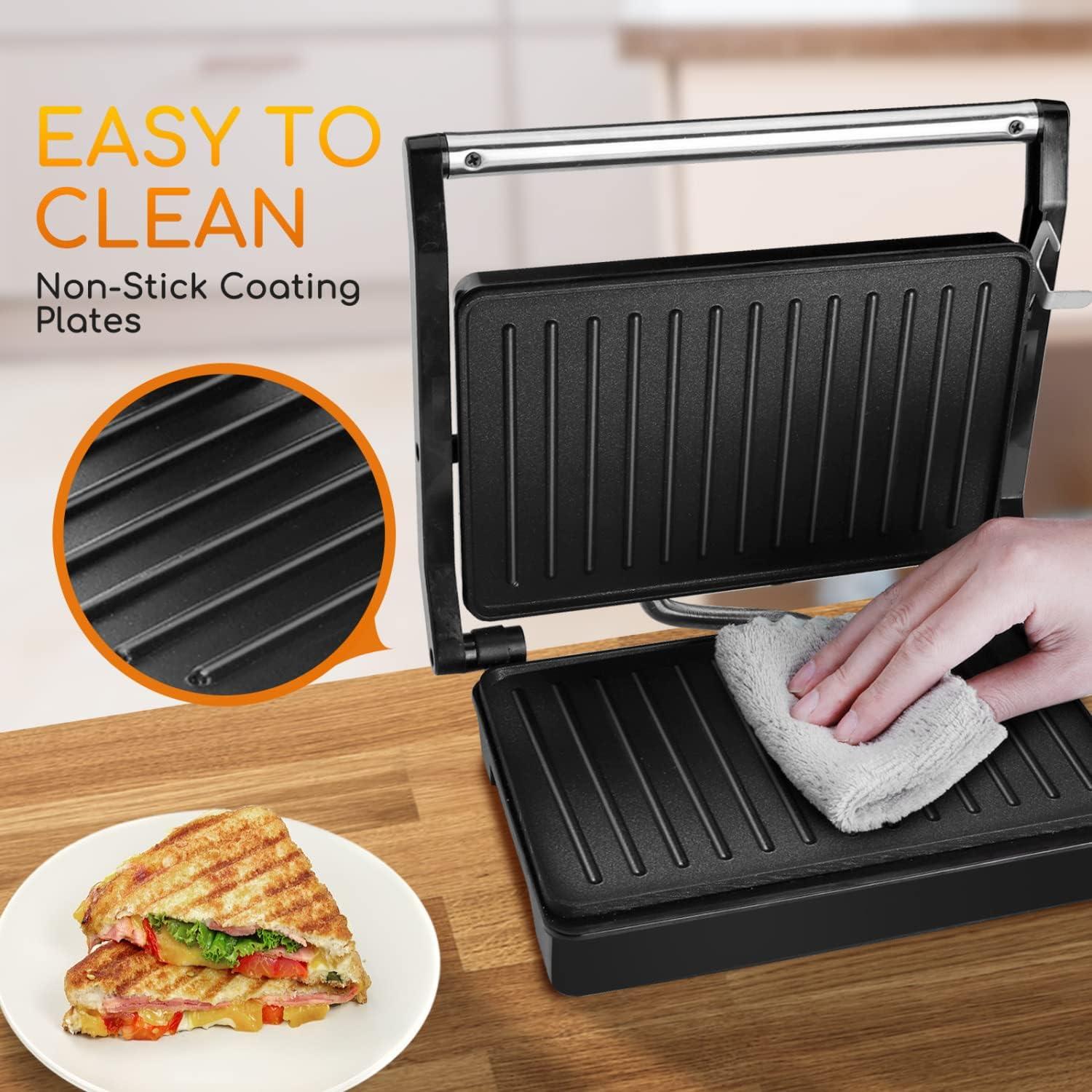 image:imagePanini Press Sandwich Maker Aigostar 1000W Sandwich Press Grill with NonStick Coated Plates Indicator Light Locking Lid Cool Touch Handle Panini Maker Panini Press Grill Easy to Storage amp Clean
