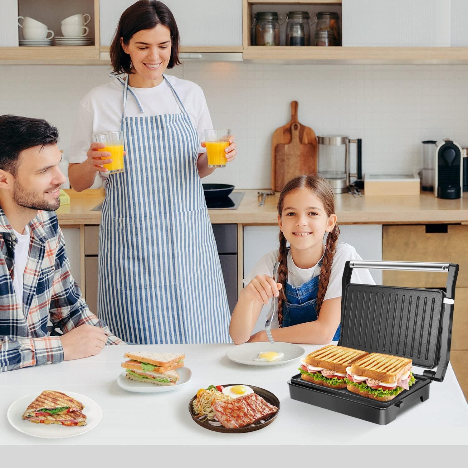 image:imagePanini Press Sandwich Maker Aigostar 1000W Sandwich Press Grill with NonStick Coated Plates Indicator Light Locking Lid Cool Touch Handle Panini Maker Panini Press Grill Easy to Storage amp Clean