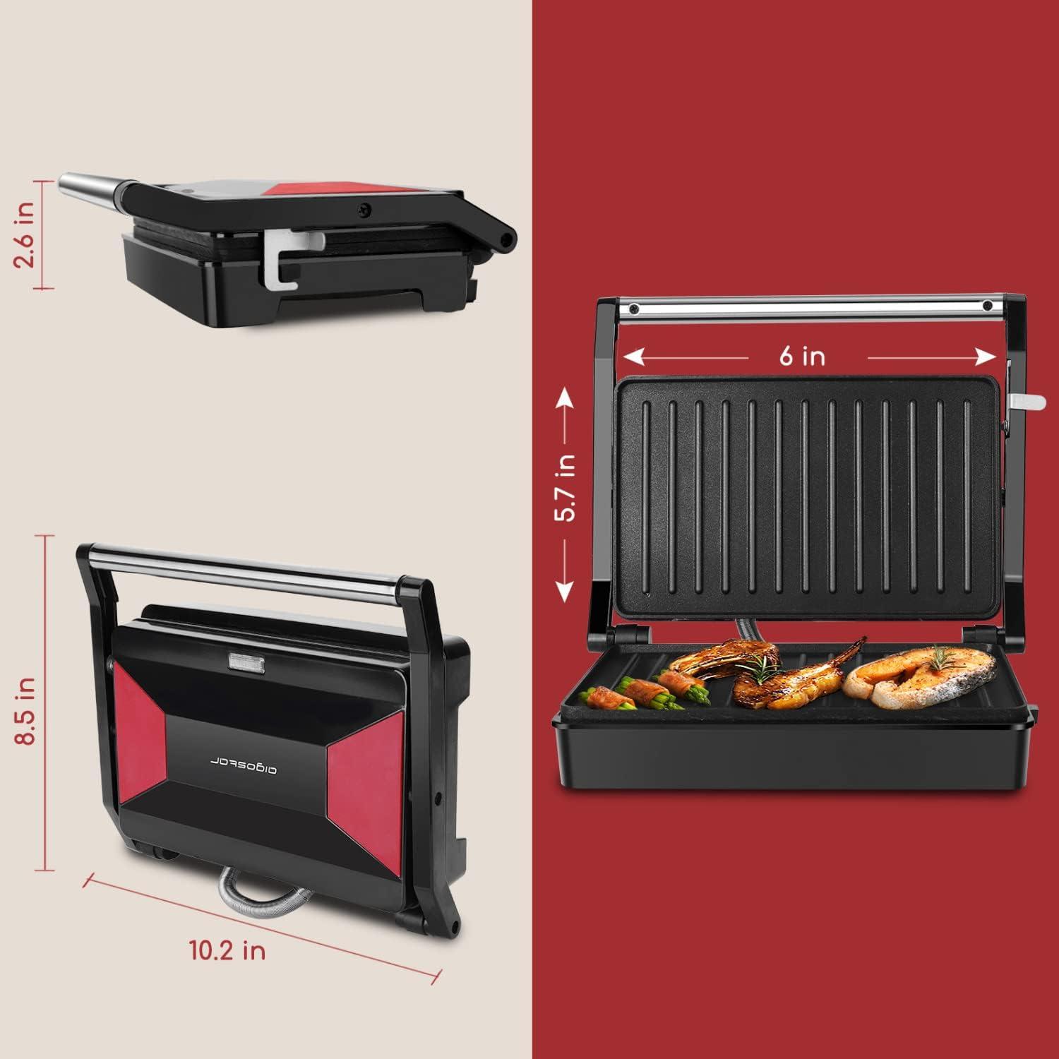 image:imagePanini Press Sandwich Maker Aigostar 1000W Sandwich Press Grill with NonStick Coated Plates Indicator Light Locking Lid Cool Touch Handle Panini Maker Panini Press Grill Easy to Storage amp Clean