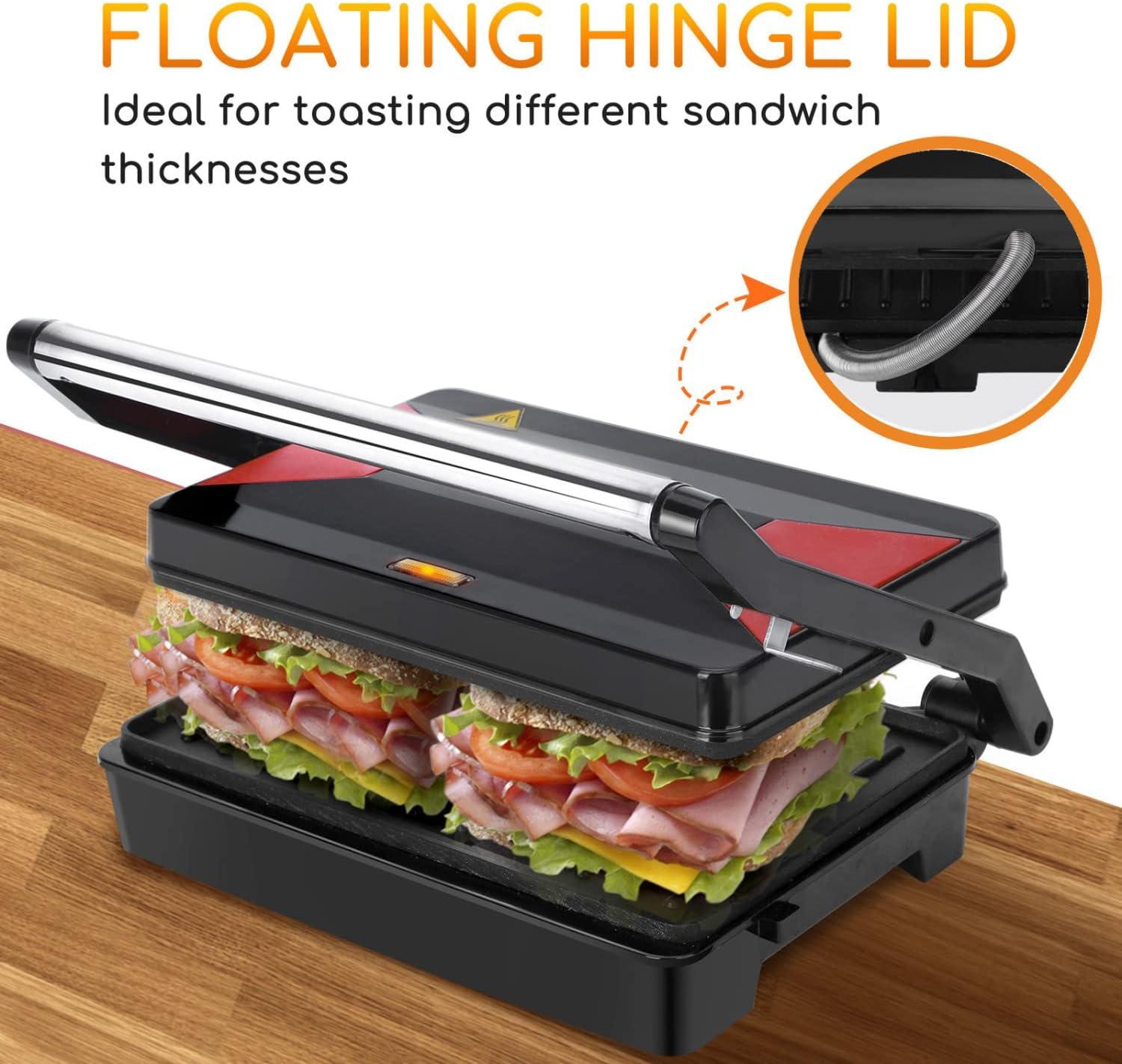image:imagePanini Press Sandwich Maker Aigostar 1000W Sandwich Press Grill with NonStick Coated Plates Indicator Light Locking Lid Cool Touch Handle Panini Maker Panini Press Grill Easy to Storage amp Clean