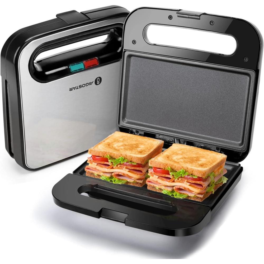 image:imageAigostar Sandwich Maker NonStick Panini Press Sandwich Maker Breakfast Grilled Cheese Maker Stainless Steel Tostadora de Pan
