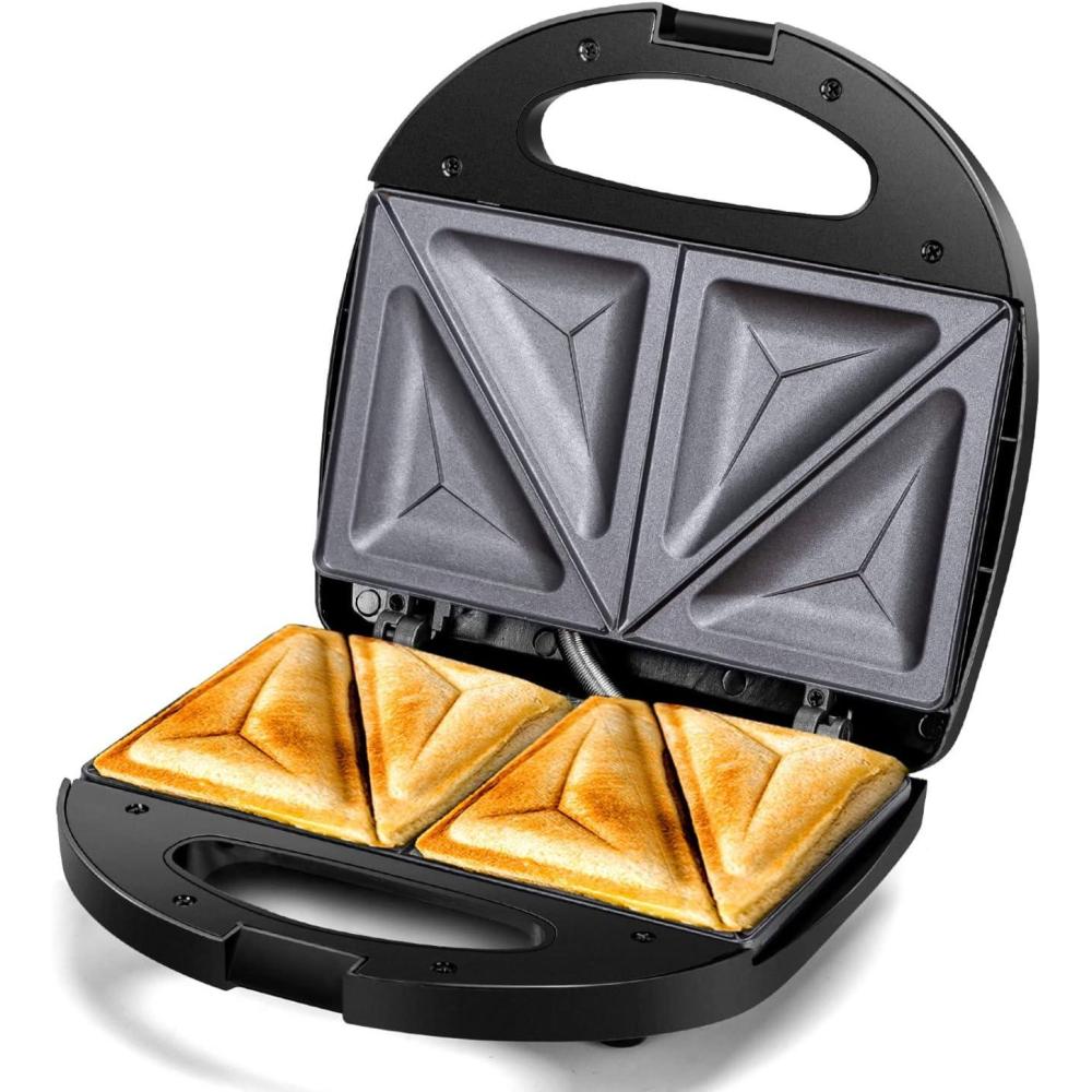 image:imageAigostar Sandwich Maker with Nonstick Deep Grid Surface for Egg Ham Steaks Compact Electric Grill Tostadora de Pan Black ETL Certificated RoyTriangle