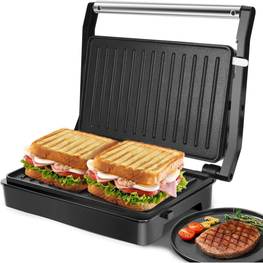 image:imagePanini Press Sandwich Maker Aigostar 1000W Sandwich Press Grill with NonStick Coated Plates Indicator Light Locking Lid Cool Touch Handle Panini Maker Panini Press Grill Easy to Storage amp Clean