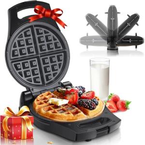 image:imageAigostar Belgian Waffle Maker Thick 12 8 Inch Flip Waffle Irons with Non Stick Surface 900W Stuffed Waflera Electrica with Temperature Control 4 Slice Rotating Round Waffle Cone Machine