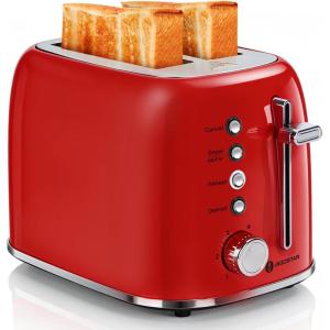 image:imageAigostar Toaster 2 Slice Retro ExtraWide Slot Toasters Best Rated Prime for Toasting Bagels Breads Waffles amp More Cancel Defrost amp 6 Browning Removable Crumb Tray Stainless Steel RedRed