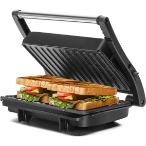 image:imagePanini Press Grill Aigostar 1000W Sandwich Maker with Ceramic Nonstick Plates Opens 180 Degrees for Any Size Food 3in1 Sandwich Press Electric Grill Drip Spout amp Locking Lid RedBlack