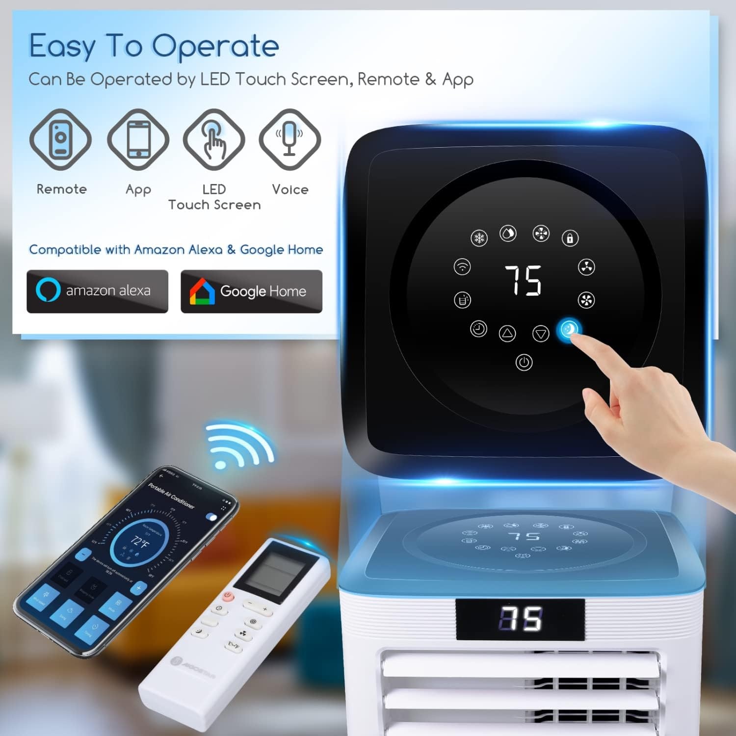 image:imageAigostar 10000 BTU Smart 4in1 Dehumidifier Fan AC Unit WIFI App amp Remote Control Compatible with Alexa amp Google Assistant 24H Timer Window Kit White