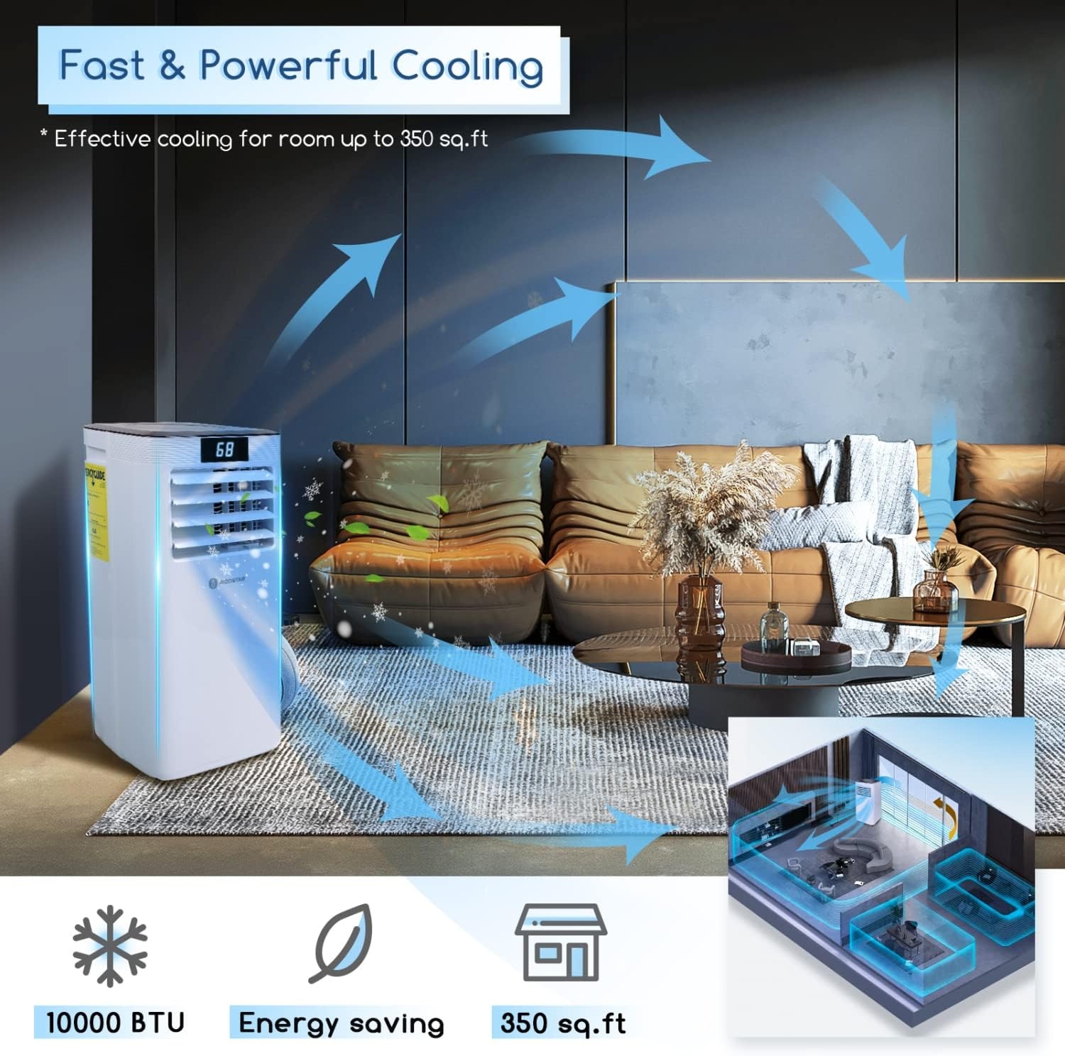 image:imageAigostar 10000 BTU Smart 4in1 Dehumidifier Fan AC Unit WIFI App amp Remote Control Compatible with Alexa amp Google Assistant 24H Timer Window Kit White