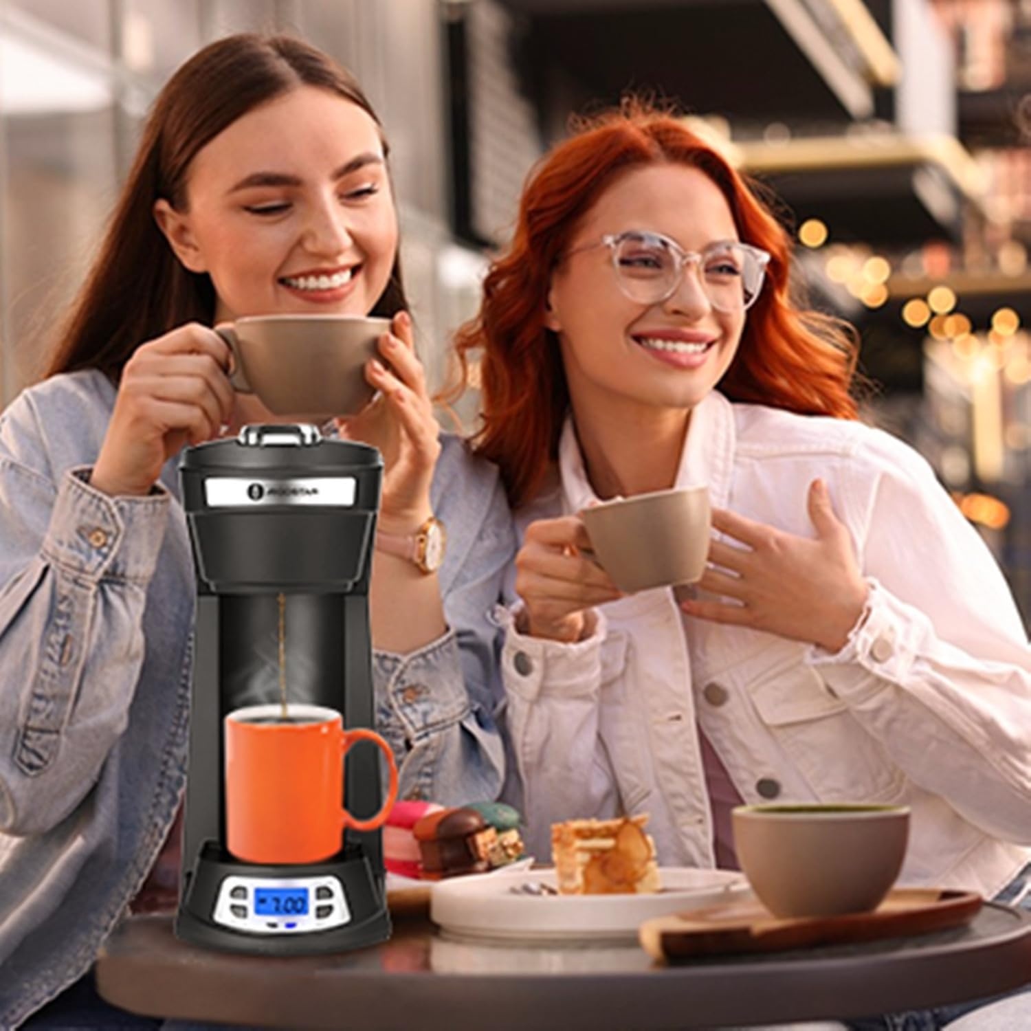 image:imageAigostar Single Serve Coffee Maker for K Cup and Ground Coffee 24H Timer 6 to 14 Oz Brew Sizes Single Cup Coffee Maker with SelfCleaning Fits Travel Mug Fast Brewing Capsule Coffee MachineBlack