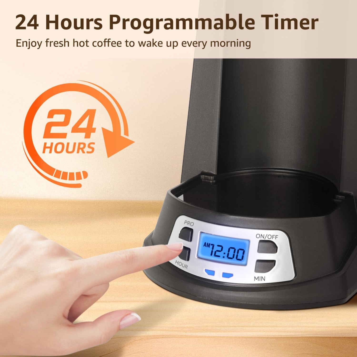 image:imageAigostar Single Serve Coffee Maker for K Cup and Ground Coffee 24H Timer 6 to 14 Oz Brew Sizes Single Cup Coffee Maker with SelfCleaning Fits Travel Mug Fast Brewing Capsule Coffee MachineBlack