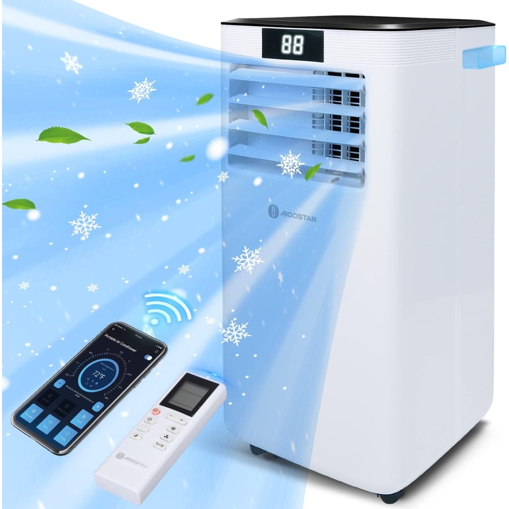 image:imageAigostar 10000 BTU Smart 4in1 Dehumidifier Fan AC Unit WIFI App amp Remote Control Compatible with Alexa amp Google Assistant 24H Timer Window Kit White
