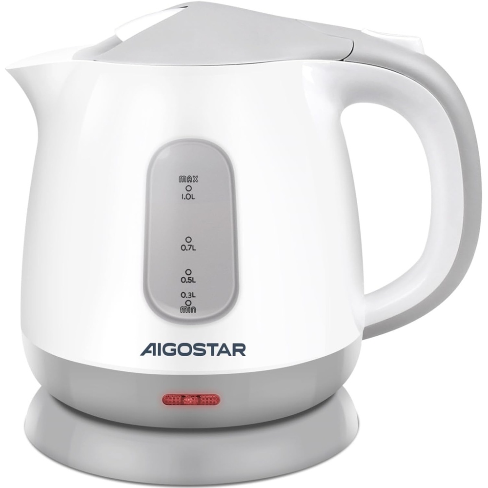 image:imageAigostar Small Electric Kettle 1L Portable Electric Tea Kettle 1100W with Automatic ShutOff and Boil Dry Protection Travel Hot Water Boiler Cordless for Making Coffee and Tea BPAFree BrownGrey