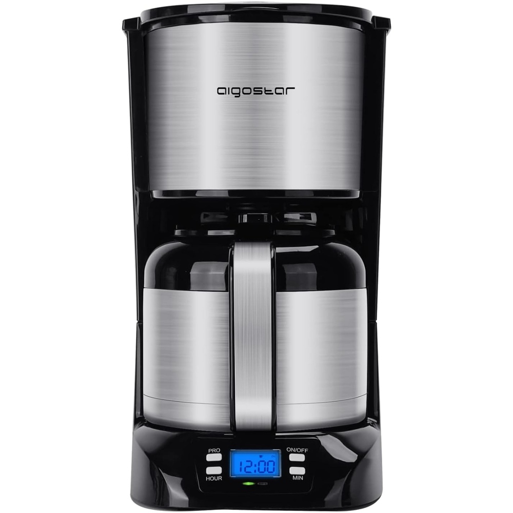 image:imageAigostar Stainless Steel Coffee Maker 8 Cup Programmable Coffee Maker with Thermal Carafe 24H Timer and Reusable Filter AntiDrip System Drip Coffee Maker with Quick Brew Technology Black
