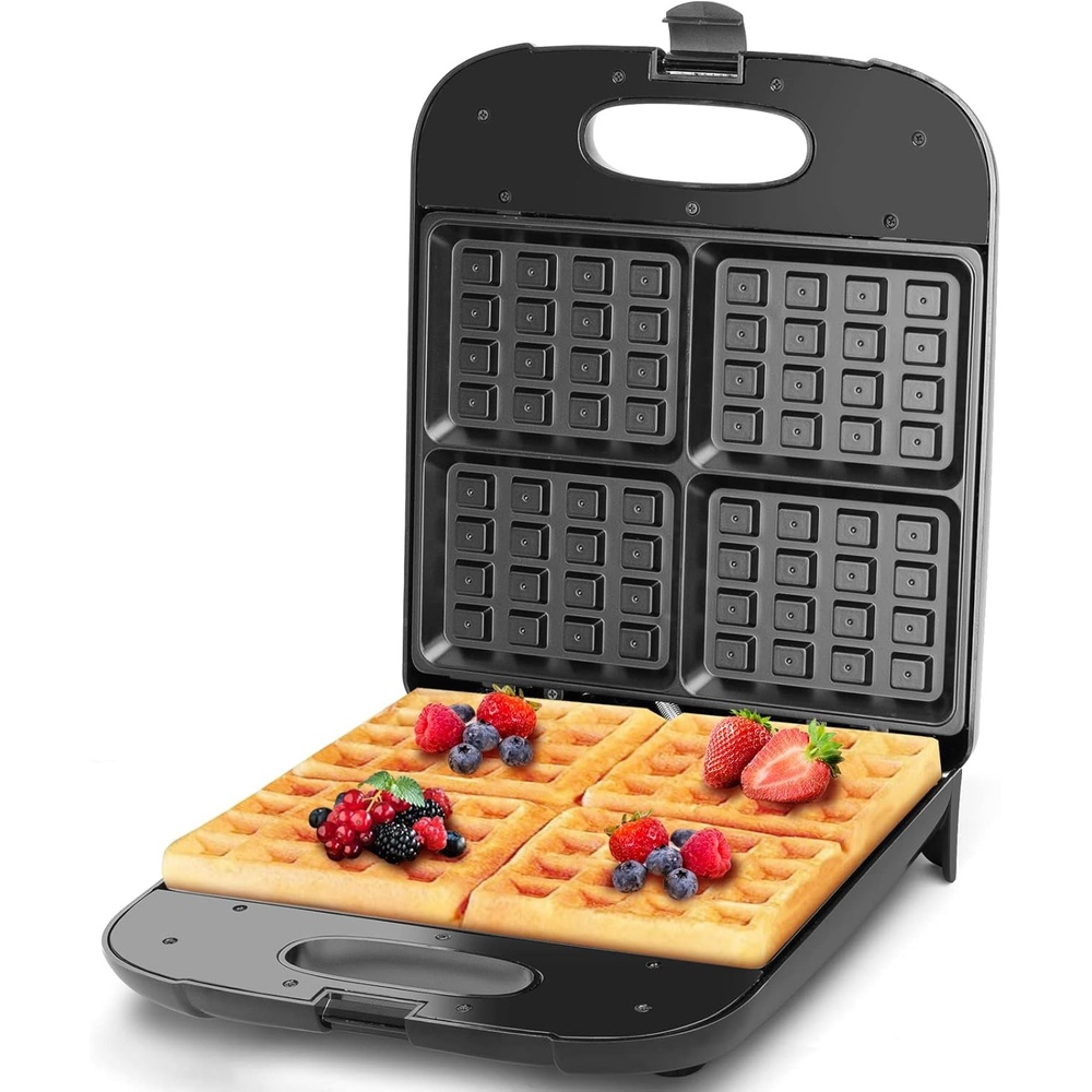 image:imageAigostar Waffle Maker 4Slice Nonstick Waffle Iron 1400W Square Waffle Machine with Indicator Lights for Hash Browns Snacks Breakfast amp Lunch Easy to Clean PFOA Free ETL Certificated Black