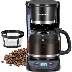 image:imageAigostar Programmable Coffee Maker 12 Cup with Glass Carafe Auto Pause amp Keep Warm 24H Timer Permanent Filter Black