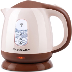 image:imageAigostar Small Electric Kettle 1L Portable Electric Tea Kettle 1100W with Automatic ShutOff and Boil Dry Protection Travel Hot Water Boiler Cordless for Making Coffee and Tea BPAFree BrownBrown