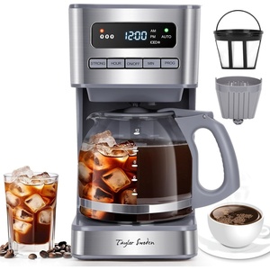image:imageTaylor Swoden Programmable Coffee Makers 12 Cup Hot and Iced Coffee Maker 4 Brew Strength LED Display 24H Timer Keep WarmampAuto Shutoff Drip Coffee Machine for HomeOffice Gray amp Stainless SteelGray