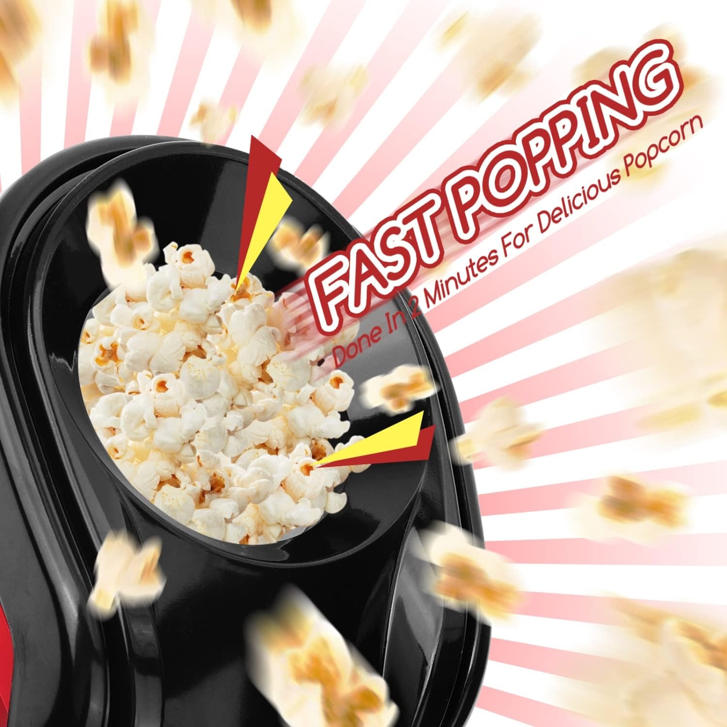 image:imageAigostar Popcorn Maker Machine Hot Air Popcorn Popper with Measuring Cup amp Popcorn Bag 2 Minutes Fast BPAFree No Oil Healthy Snacks for Kids Adults ETL Certificated 1200W Red