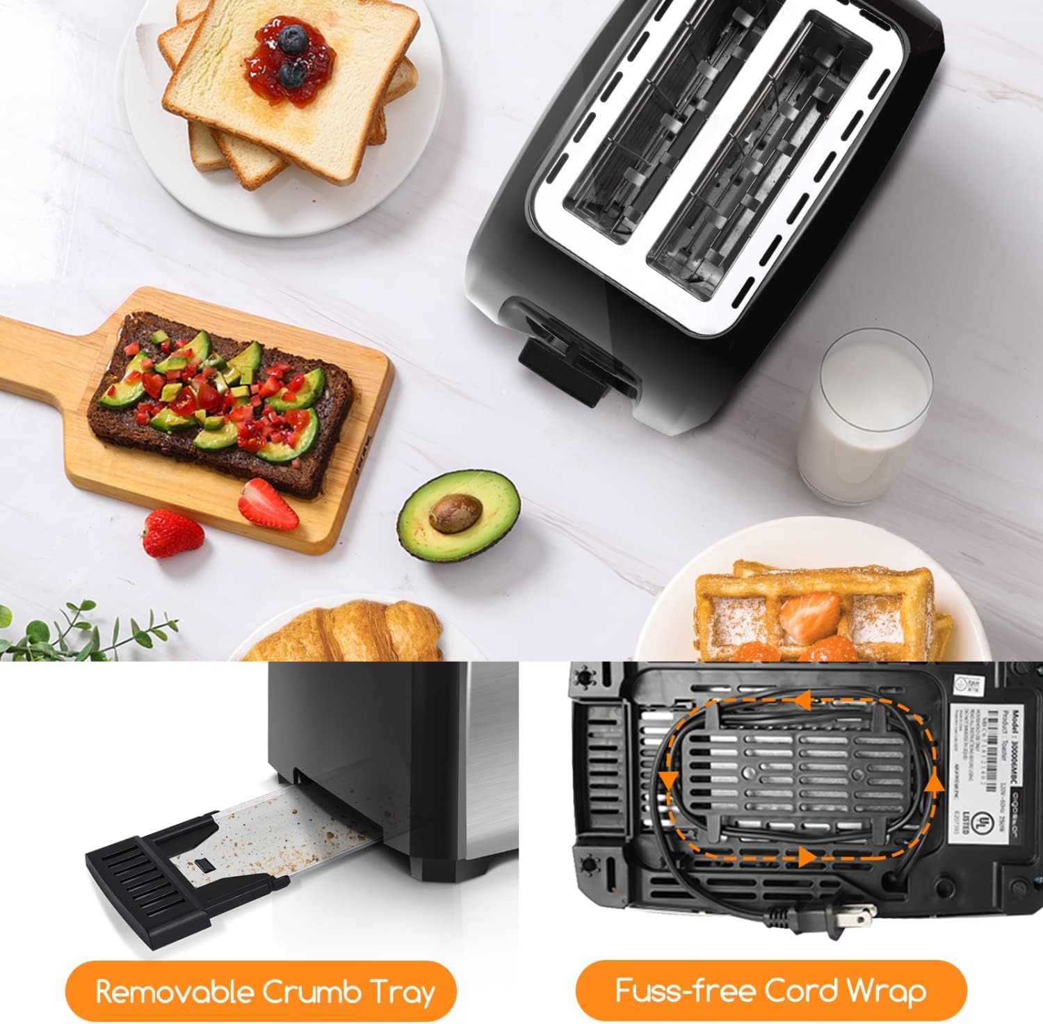 image:imageAigostar Toaster 2 Slice Waffle Maker Wide Slots Best Rated Prime Toasters Waffle Irons Compact Stainless Steel Bread Toaster ReheatDefrostCancel Functions 7Shade Control amp Removable Crumb Tray