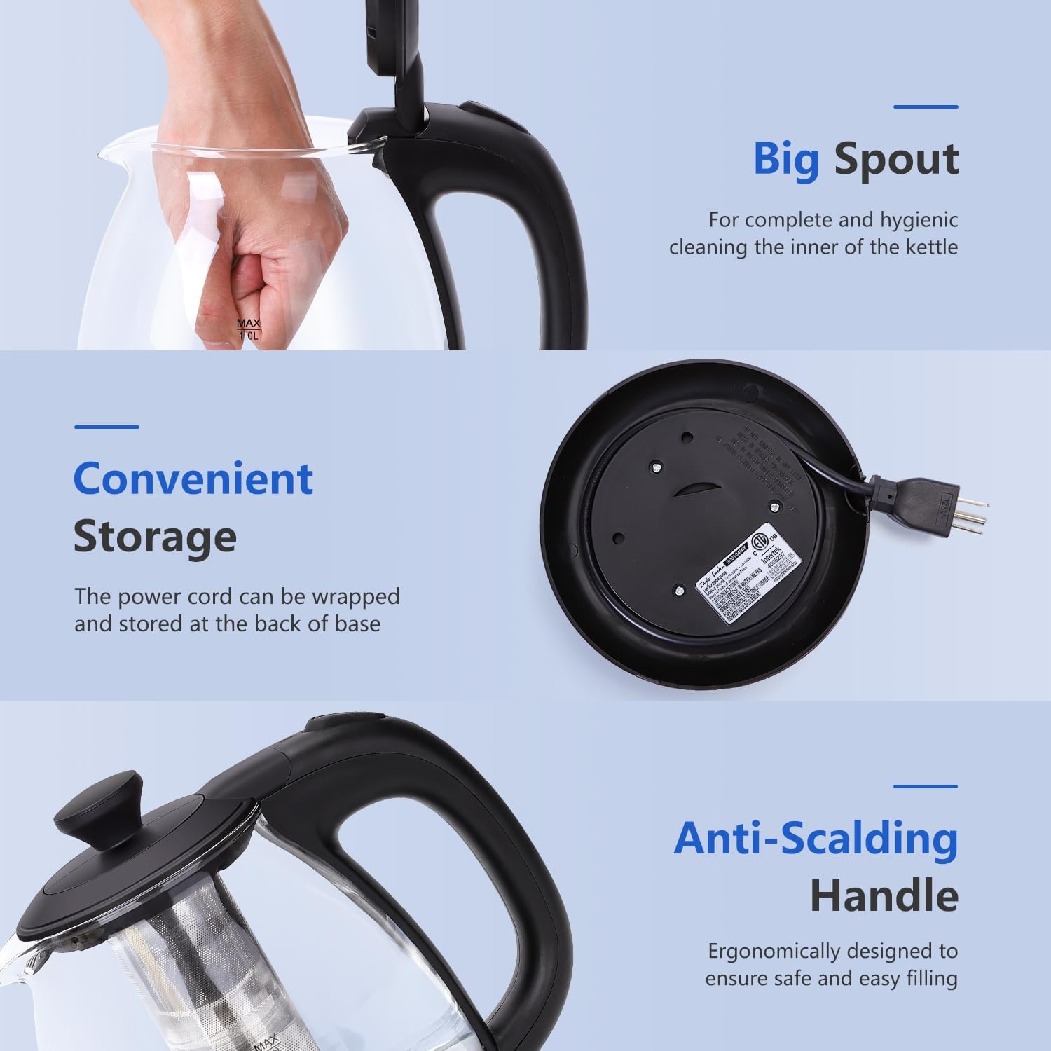 image:imageTaylor Swoden Electric Kettle with Tea Infuser 1L Small Electric Tea Kettle with Keep Warm LED Light Hot Water Boiler amp Heater for Coffee amp Teas Auto ShutOff amp Boil Dry Protection BPA Free BlackBlack