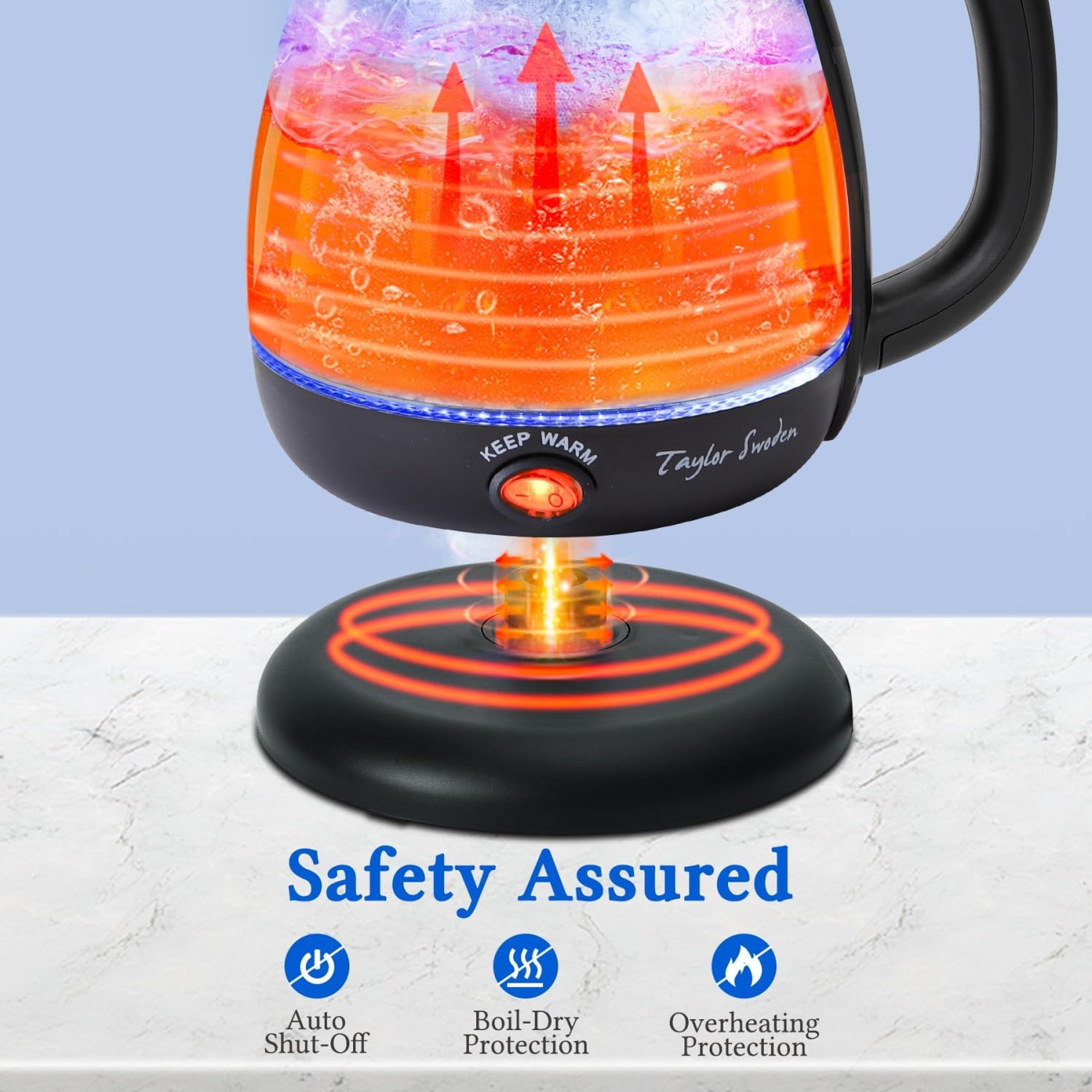 image:imageTaylor Swoden Electric Kettle with Tea Infuser 1L Small Electric Tea Kettle with Keep Warm LED Light Hot Water Boiler amp Heater for Coffee amp Teas Auto ShutOff amp Boil Dry Protection BPA Free BlackBlack