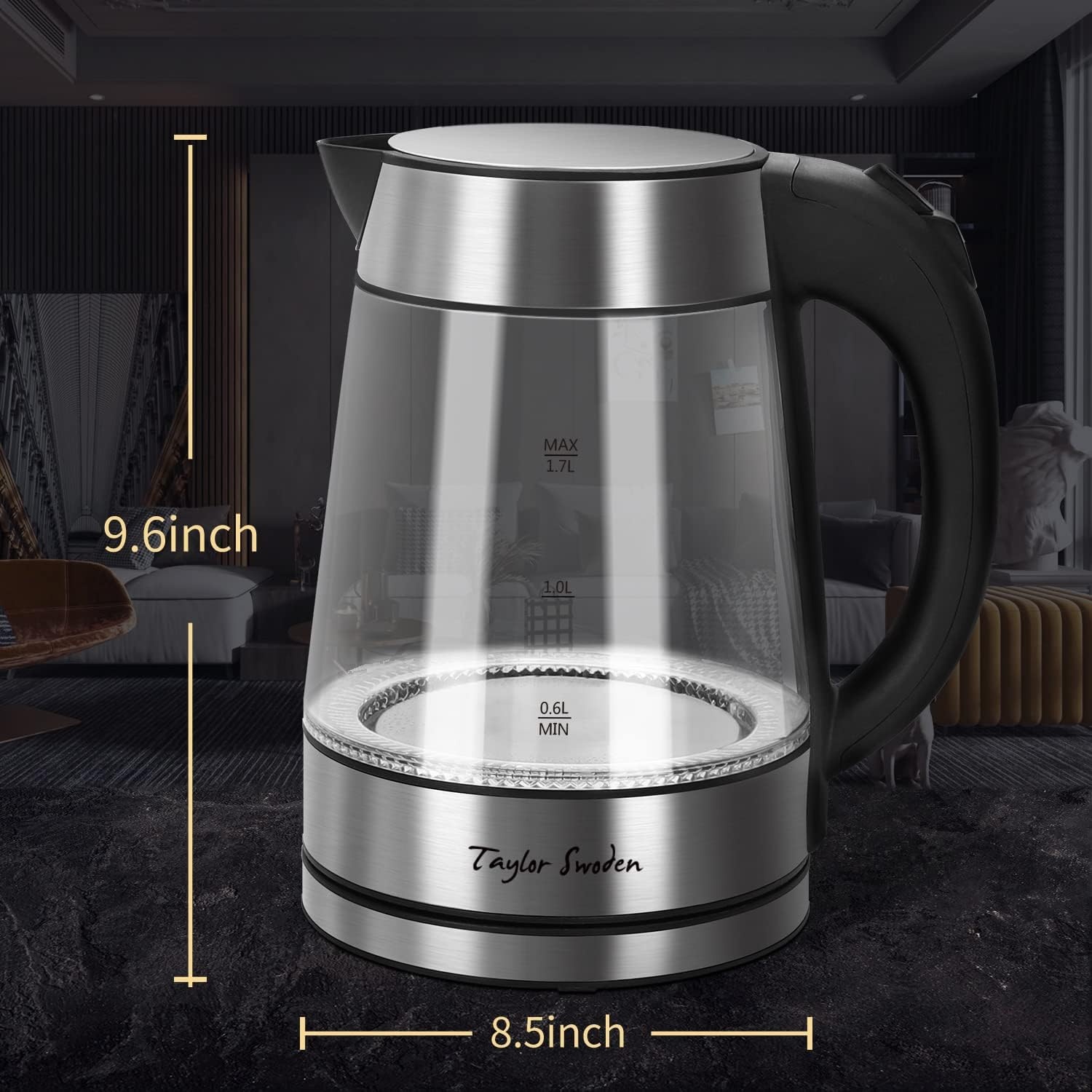 image:imageTaylor Swoden Glass Hot Water Kettle Electric for Tea and Coffee 17 Liter Fast Boiling Electric Kettle Cordless Water Boiler with Auto Shutoff amp Boil Dry Protection18 Quarts