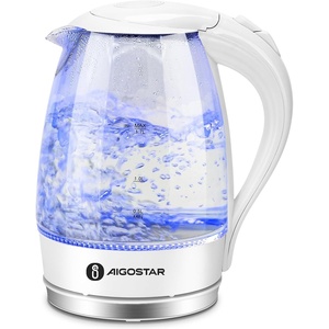image:imageAigostar Electric Kettle 1500W Glass Electric Tea Kettle Rapid Heating Borosilicate Glass Auto Shutoff and BoilDry Protection Hot Water Boiler BPA Free and Cordless with LED Indicator 17 Liter