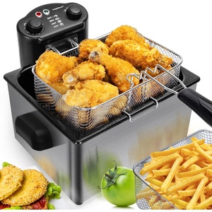 image:imageAigostar Deep Fryer with 3 Baskets and Lid Electric Deep Fat Fryers with Timer and Temperature 42Qt Oil Large Capacity1650W