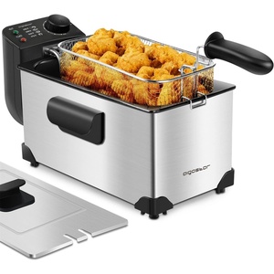 image:imageAigostar Deep Fryer with Basket 3L32Qt Stainless Steel Electric Deep Fat Fryer with Temperature Limiter for Frying Chicken Tempura French Fries Fish and Onion Rings1650W Silver