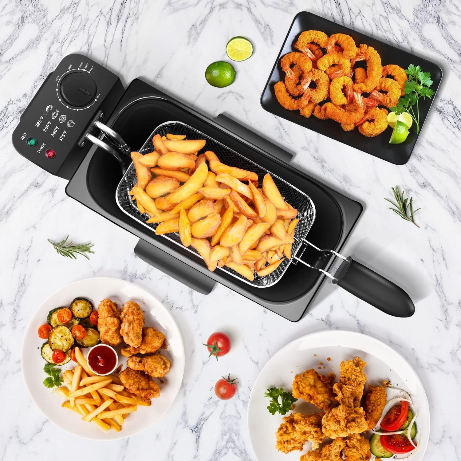 image:imageAigostar Deep Fryer Electric Deep Fat Fryers with Baskets 3 Liters Capacity Oil Frying Pot with View Window ETL Certificated 1650W Ushas