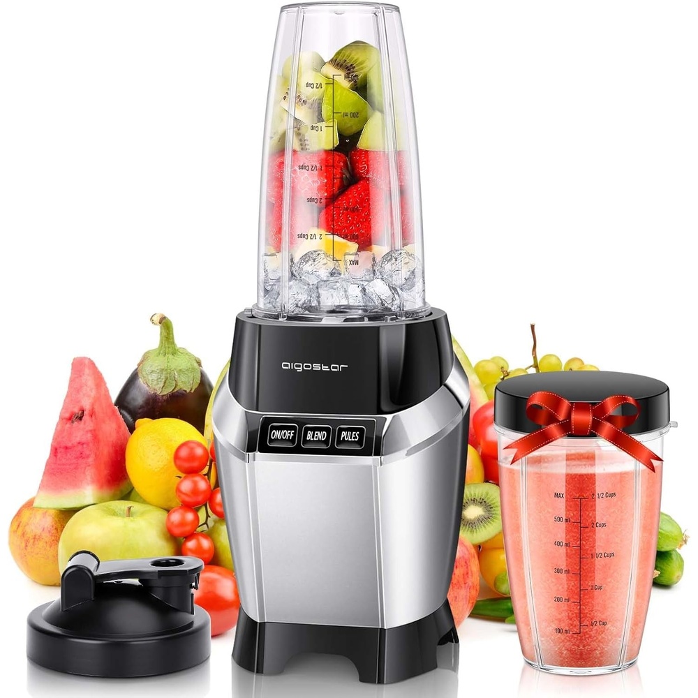 image:imageAigostar Bullet Blender for Shakes and Smoothies Personal Blender for Kitchen Smoothie Blender Juice Licuadora Crushing Ice Puree Frozen Fruit Countertop Blender with 24amp20 oz ToGo Cups